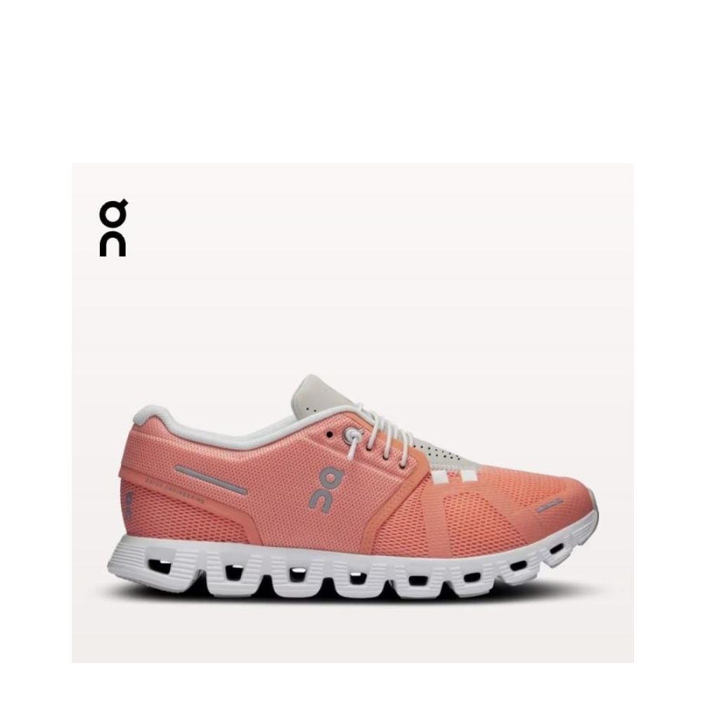 ON CLOUD 5 FLAMINGO/PEARL WOMEN RUNNING SHOES 